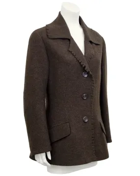 Brown Felted Wool Peacoat