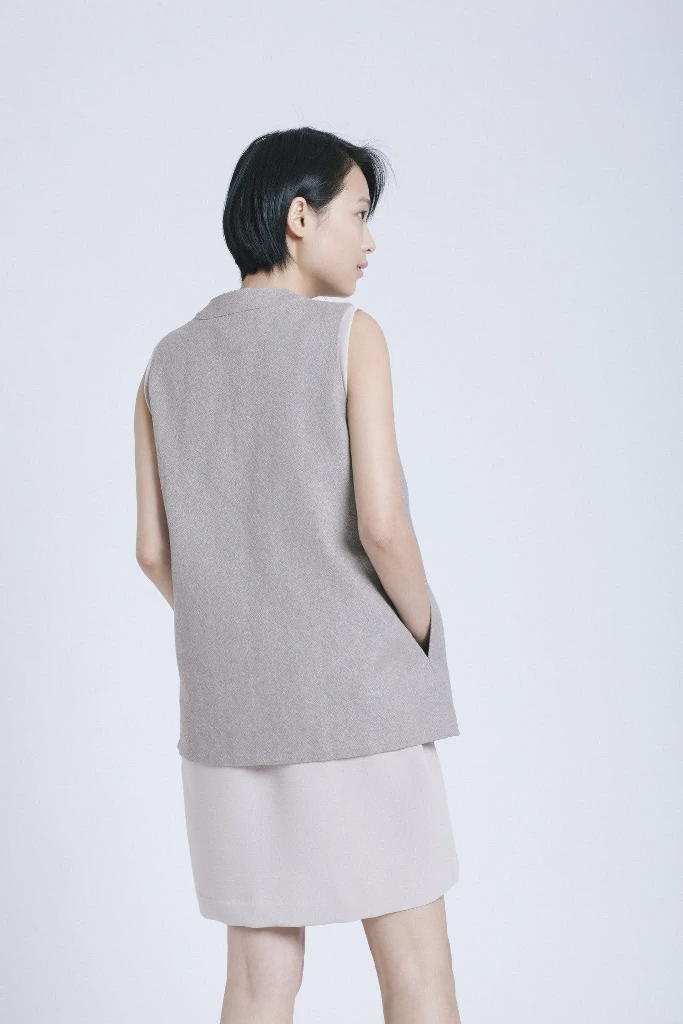 Dan Sleeveless Jacket Vest - Grey