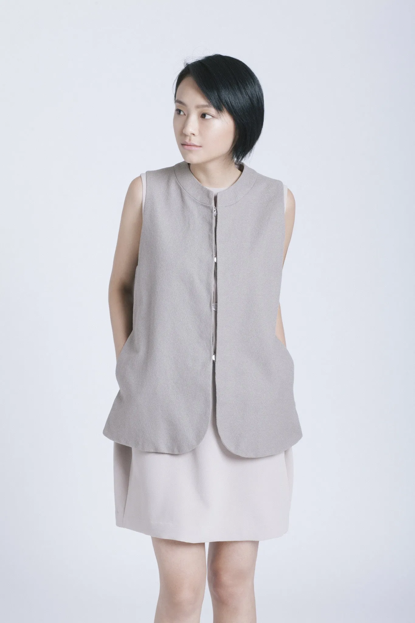 Dan Sleeveless Jacket Vest - Grey