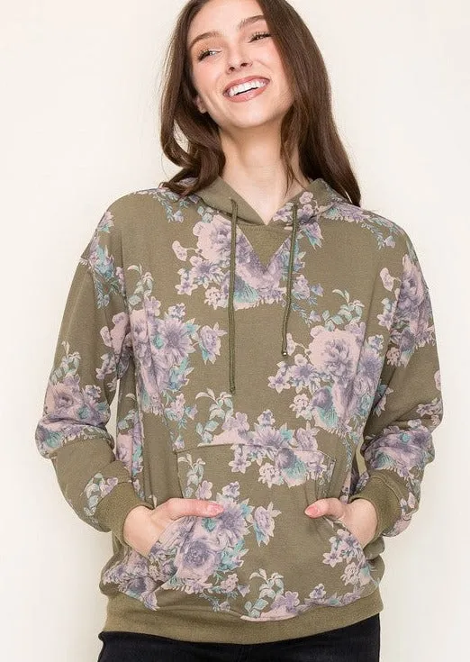 Floral Terry Hoodies - 3 colors!