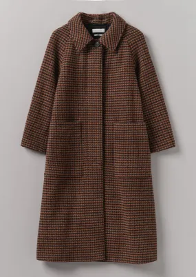 Frankie Wool Houndstooth Raglan Coat | Burnt Orange