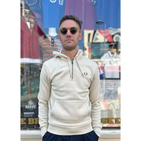 Fred Perry - M8643 Oatmeal - Quarter Zip - Hooded Sweatshirt