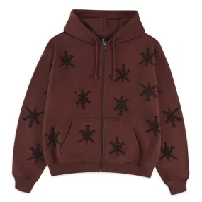 Hoodie Zip UNKNOWN Brown Rhinestone