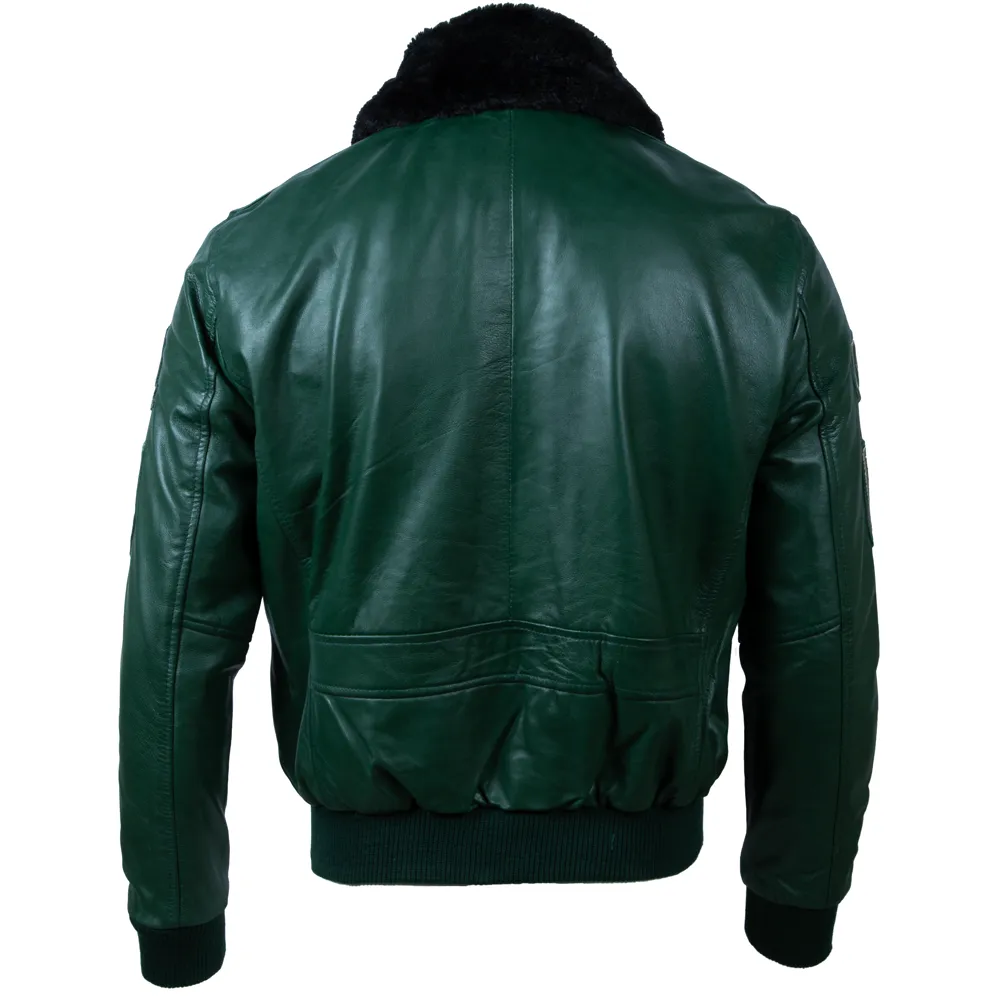 JWR3 Men's Aviator Bomber Jacket - Green