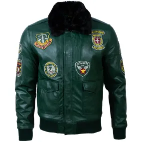 JWR3 Men's Aviator Bomber Jacket - Green