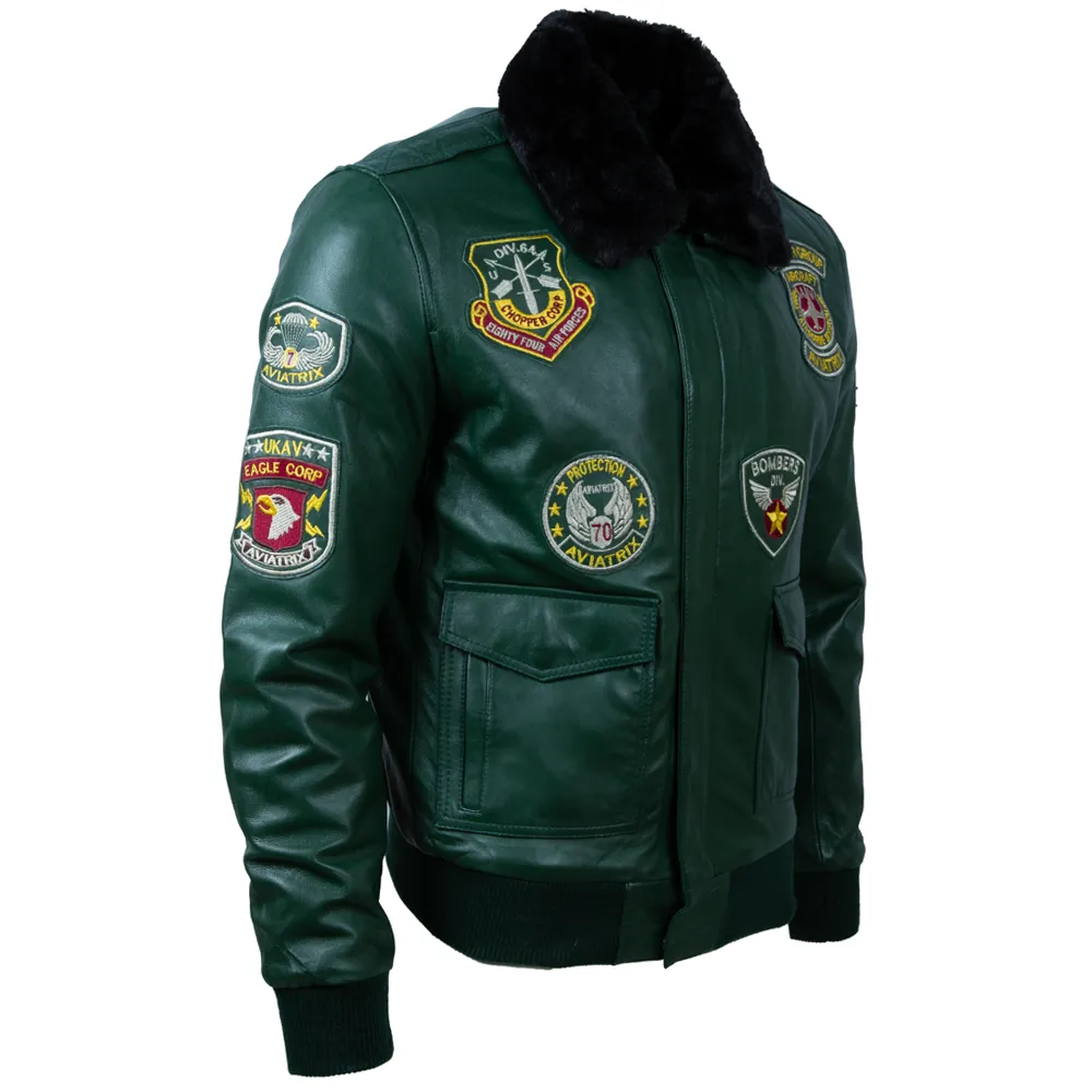 JWR3 Men's Aviator Bomber Jacket - Green