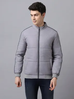 Men's Grey Full Sleeve Zippered Puffer Jacket