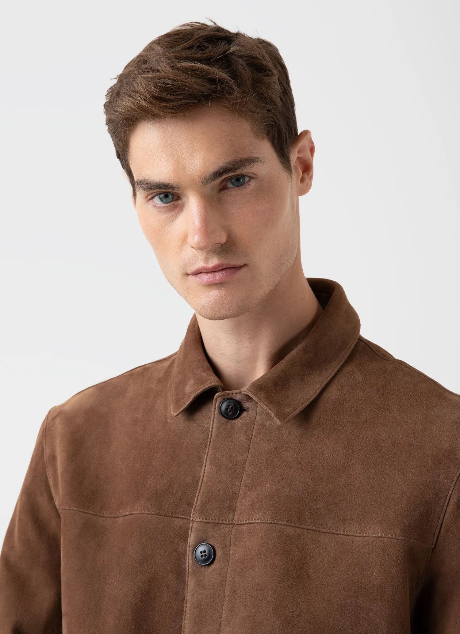 Mens Light Brown Suede Jacket with Twin Pockets