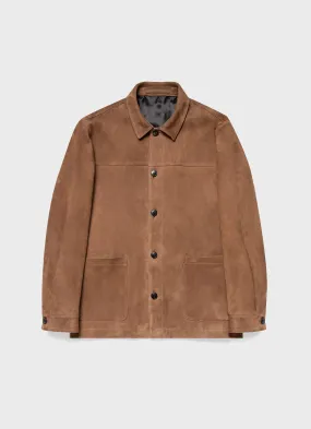 Mens Light Brown Suede Jacket with Twin Pockets