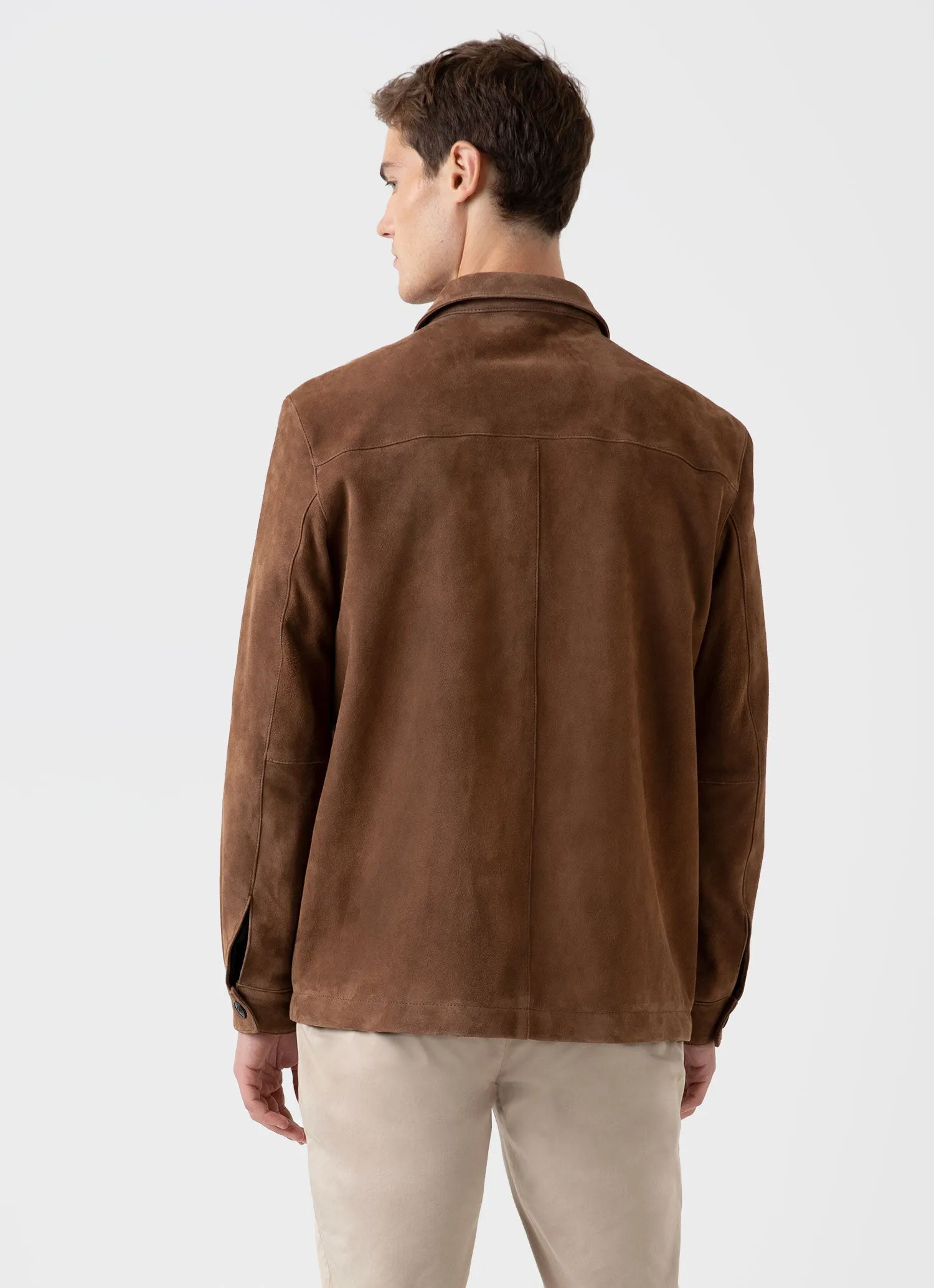 Mens Light Brown Suede Jacket with Twin Pockets