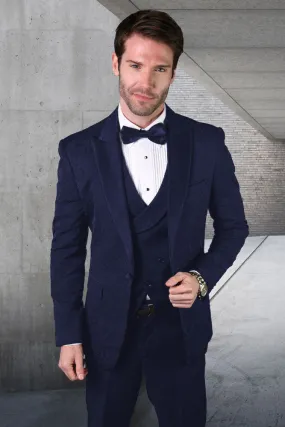 "Bellagio XV" Navy 1-Button Peak Tuxedo (4-Piece Set)