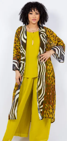 Sunheart  Cheetah Boho Long Jacket Hippie Chic Resort Wear Sml-2X