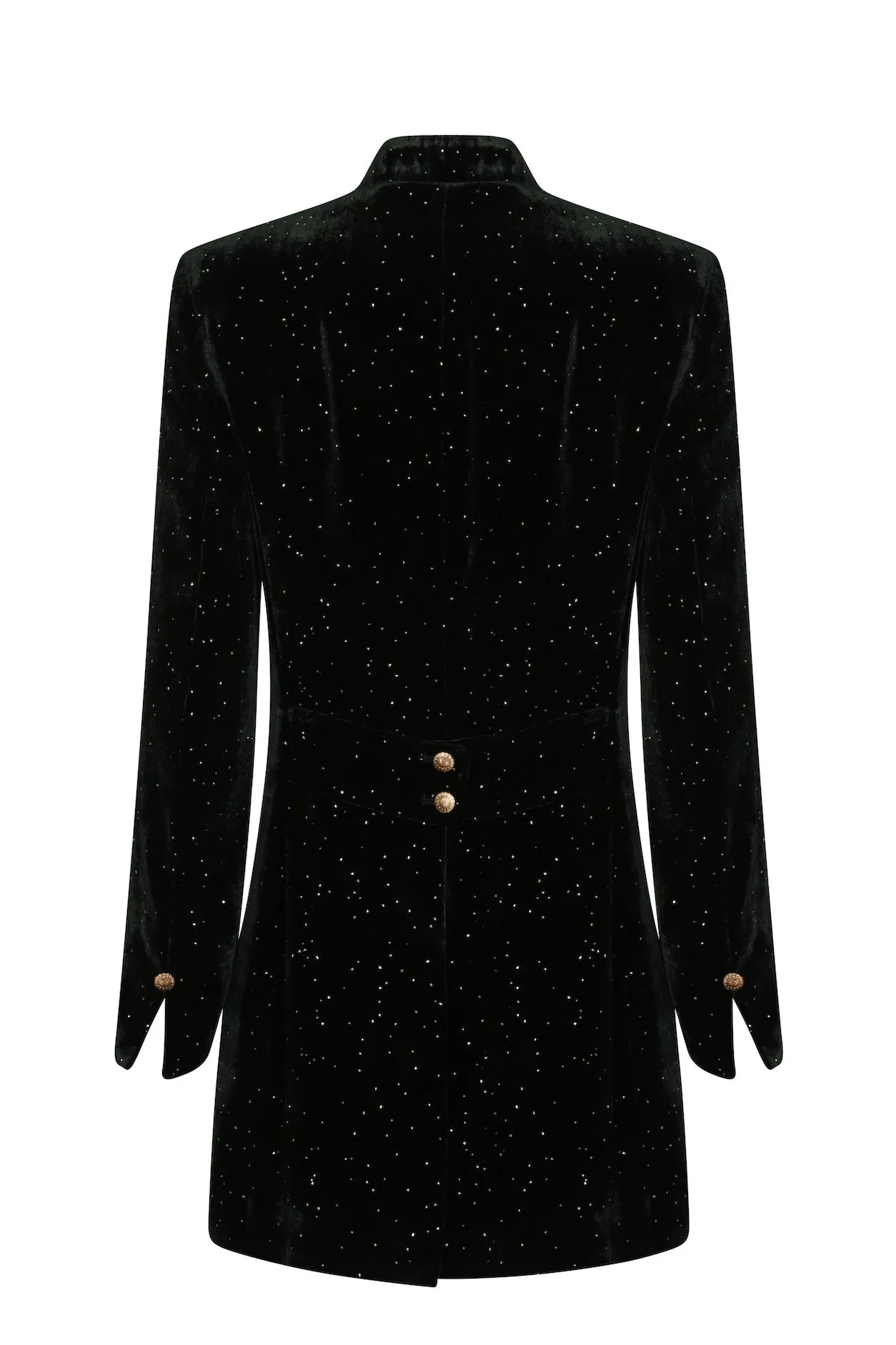 Velvet Jacket in Dark Green/Gold - Zoe